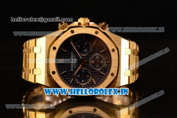 Audemars Piguet Royal Oak Chrono Swiss Valjoux 7750 Automatic Yellow Gold Case Blue Dial With Stick Markers Yellow Gold Bracelet - Click Image to Close